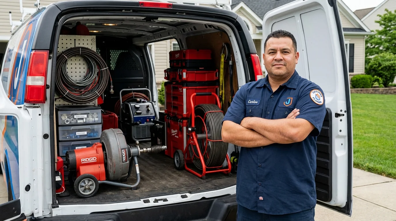 Professional drain cleaning equipment and Johns Plumbing LLC plumber in Coweta