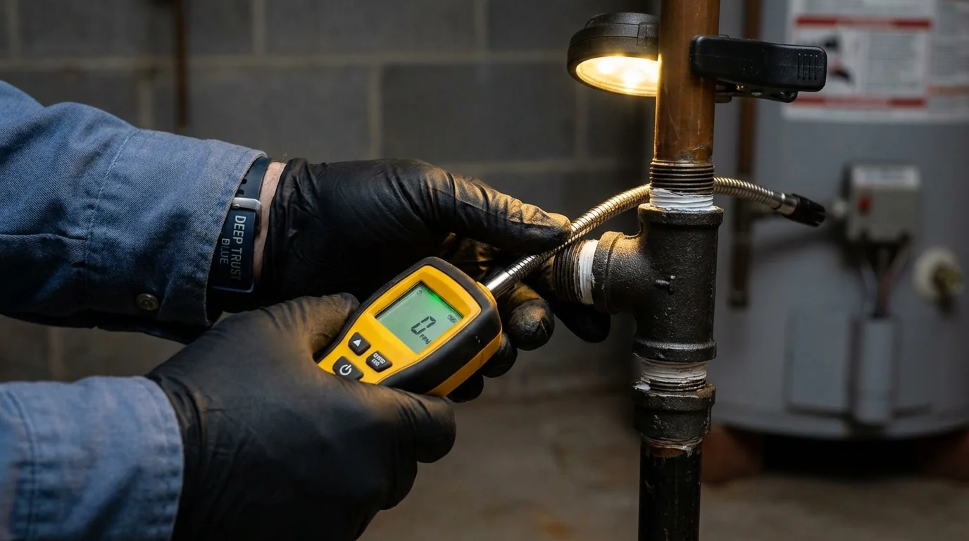 Gas leak detection with electronic sniffer by Johns Plumbing LLC in Coweta